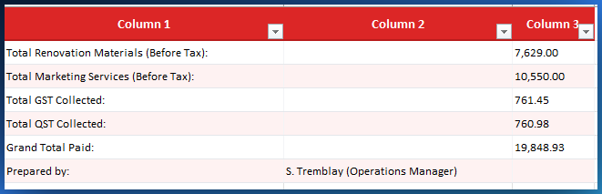Professionally formatted Excel export with autofilter, banded rows, and styled headers